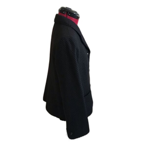 JM Collection Blazer Women's Size 12 Black Lace Trim Long Sleeve Button Pockets - Picture 2 of 11